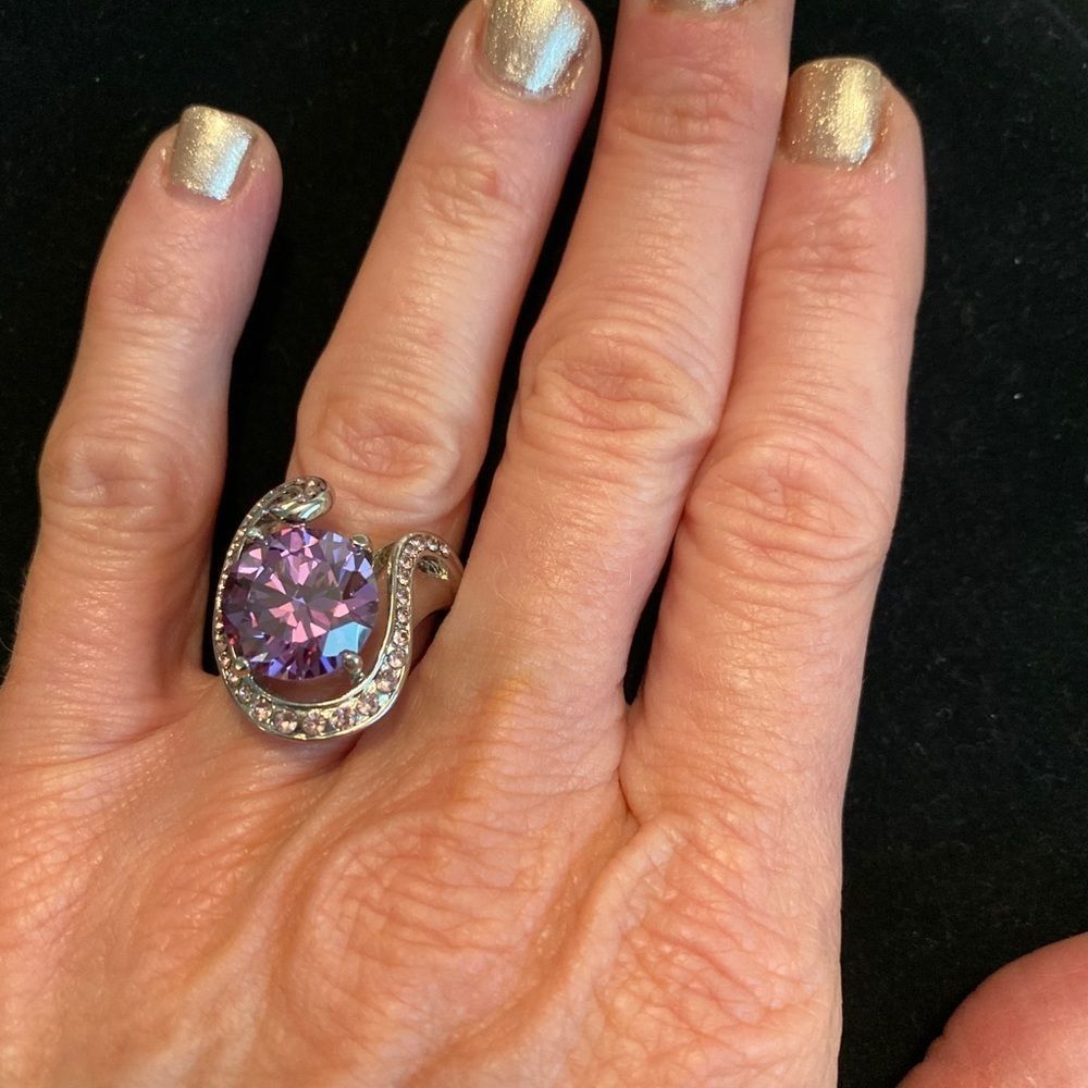 Simulated Amethyst Cocktail Ring - image 2